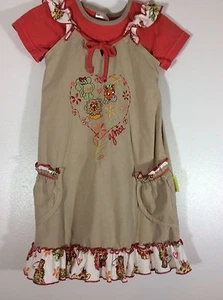 Kooligans Girls Two Piece Dress Size 3 to 4 Years Beige Dress Shirt  14 - Picture 1 of 6