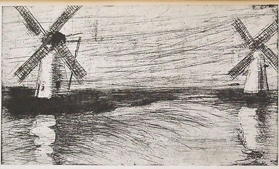 Emil Nolde Colección Montado Reproducción Impresión 12x10" 1948 Molinos de Viento Paisaje EN39 Foto 1 de 4