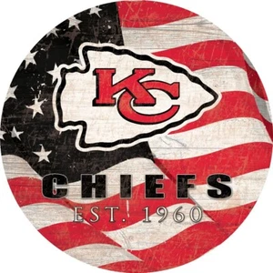 "Letrero de madera círculo bandera equipo Kansas City Chiefs 12""" - Imagen 1 de 1