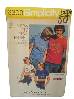 Simplicity 8309 Men's TShirt Crop sewing pattern Size 42 44  New Envelope Damage - Image 1 of 4