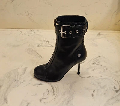 New! Alexander McQueen 'Biker' Zip Booties Black Womens 5 US 35 Eur. MSRP $1790 - Image 1 of 4