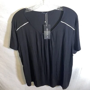 In’Voland Womens Comfort Blouse Size 20W Black Viscose Blend Scoop Neck SS NWT - Picture 1 of 12