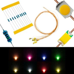 10-200x Superhelle LEDs 0402 0603 0805 1206 3528 mit Kupferlackdraht 20cm + 12V - Picture 1 of 12
