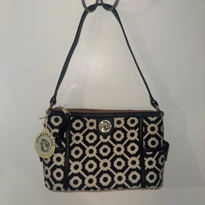 Spartina 449 Black And Cream Purse With Leather Trim And Straps NWT Shoulder Bag - Picture 1 of 13