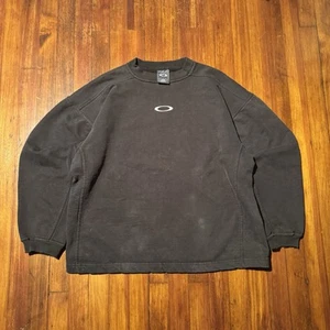 Vintage Oakley Software Center Logo Crewneck Sweatshirt Faded Black Tagged XL - Imagen 1 de 8