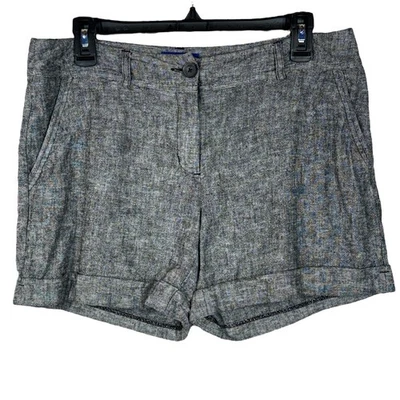 Pantalones Cortos Torie APT 9 TALLA 8 Mezcla de Lino Bolsillos con Cremallera Puños Tiro Medio Gris Foto 1 de 4