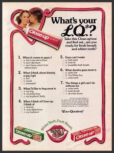 "Nahaufnahme 1980er Jahre Printwerbung 1981 ""Was ist Ihr L.Q."?" Zahnpasta - Bild 1 von 1
