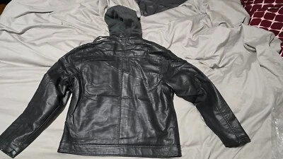 Montgomery Ward Nueva Chaqueta de Cuero Sintético con Capucha TALLA GRANDE Foto 1 de 4