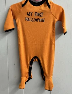 UNISEX ORANGE "MY FIRST HALLOWEEN" SLEEP & PLAY ONE-PIECE. Size 3 Months. NWT. - Picture 1 of 9
