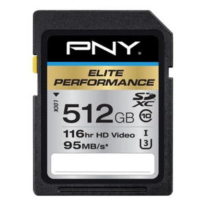 PNY P-SDX512U3H-GE Elite Performance 512 GB SDXC Class 10/UHS-I (U3) - 95 MB/s - Picture 1 of 1