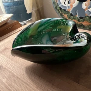VTG MURANO Ashtray Dish Dino Martens ArT GLaSs Italy Tutti Frutti Eneral Green - Picture 1 of 5