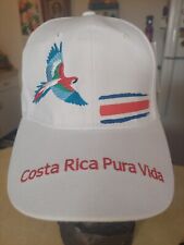 Costa Rica Pura Vida Hat Mens One Size White Snapback Baseball Cap Bird Parrot