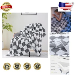 Luxurious Plaid Grey Double-Sided Weighted Blanket - 48" x 72" for Relaxation - Picture 1 of 10