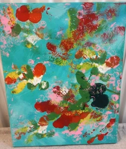 Original Abstrakt 16x20 cm Leinwand Gemälde Abstrakt Wand Unsigniert - Bild 1 von 11