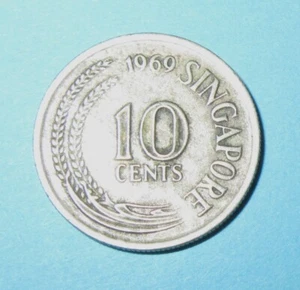 Singapore 10 cent 1969 coin (1967-1985) Crowned Seahorse Royal Mint ten cents ¢ - Picture 1 of 3