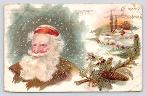 Merry Christmas Santa Clause Germany Embossed c1908 Postcard - Imagen 1 de 2