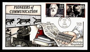 DR WHO 1996 FDC COMMUNICATION PIONEERS COLLINS HAND COLORED CACHET PAIR m15194 - Picture 1 of 2