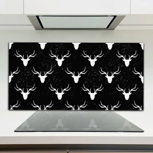 Foto Bild Hirsch Kopf weiß und schwarz Küchenrückwand Spritzschutz Glas 120x60 - Bild 1 von 8