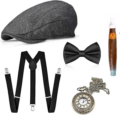 5 in 1 - 20er Jahre Kostüm Accessoires Herren Mafia Fasching Karneval