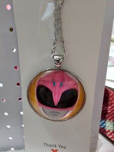 Pink Power Ranger Glass Cabochon Necklace