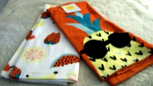 SUN SQUAD 2 PK FRUIT SALAD PRINT KITCHEN TOWELS 16X26 INCH - Picture 1 of 3