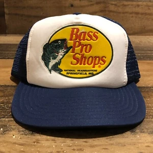 Vintage Bass Pro Shops Hat Snapback Trucker Cap Mens Blue White 90s Fishing READ - Picture 1 of 11