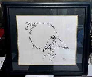 Peter Max Lithograph Framed Drawing Human Angel Minimalist Art W/COA Rare - Picture 1 of 8