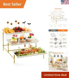 Versatile 12" x 6.5" 3-Tier Serving Tray for Desserts & Snacks - Modern Design - Picture 1 of 13