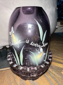 FENTON Purple Fairy Lamp God’s Light Hand Painted Signed - Picture 1 of 5