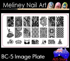 BC-05 Stamping Nail Art Image Plate Design Rectangle XL Stencil metal - Bild 1 von 2