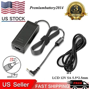 12V 5A AC DC Power Supply 5 Amp 12 Volt Adapter Charger LCD Screen 5.5mm * 2.5mm - Picture 1 of 12
