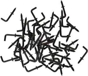 100 Pcs 1/2" Black Small L Shaped Hooks Screw in Right Angle Hooks Square Bend - Picture 1 of 5