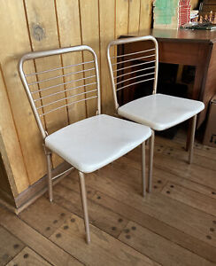 Vintage Mid Century 1950s Cosco Folding Chairs Gatefold Gold (Set Of 2)