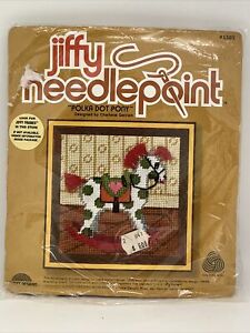 Vintage POLKA DOT PONY Jiffy Needlepoint Kit  SUNSET DESIGNS Wool Yarn Sealed