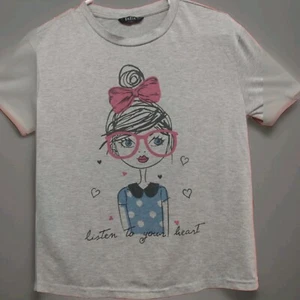 Shein "Listen To Your Heart" graues grafisches Damen-T-Shirt Größe Extra Small - Bild 1 von 15
