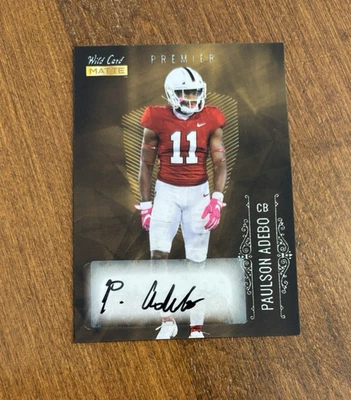 Paulson Adebo 2021 Wild Card Matte Premier Rookie Auto Stanford Saints Giants RC - Image 1 of 2