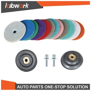 Labwork Diamond Polishing Pads Kit W/ 5/8"-11" Backer Pad For Polishing 14Pcs 4" - Picture 1 of 16