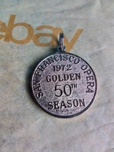 Goldtone Metal Key FOB, San Francisco Opera 1972 Golden 50th Season, 1 1/8"D, EC - Picture 1 of 3