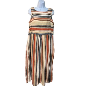 Coldwater Creek Striped Maxi Dress 10 Petite Boho Lagenlook Pockets Resort India - Picture 1 of 14