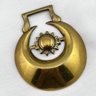 Brass Horse Medallion Antique English Crescent Moon Sun Stamped Parade Harness