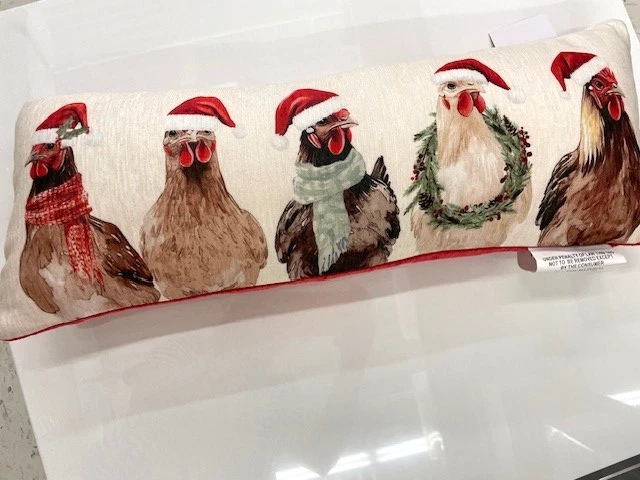 Travesseiro de Natal galo galinha fazenda - 8 x 20 polegadas lombar - Novo - Imagem 1 de 1