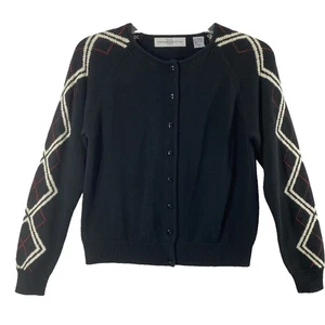 Vintage Marisa Christina Preppy Sweater Womens Small Cardigan Black Red White - Picture 1 of 10