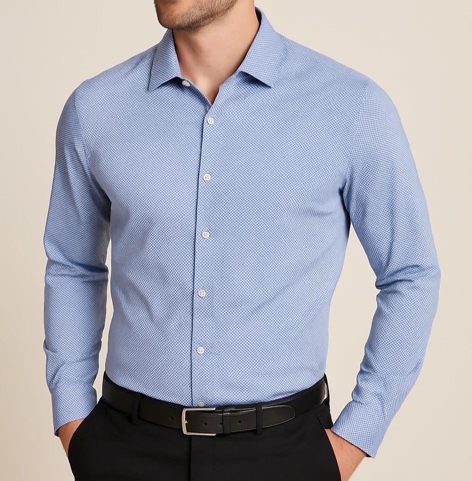 Camisa de vestir Report Collection X4 Performance elástica para hombre XL 17 34/35 Blue Geom Foto 1 de 4