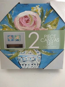 2 Piece Flower Canvas Paintings 12x12 Set! Sku#74 - Picture 1 of 3