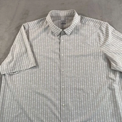 Perry Ellis Stretch Shirt Men 3XLT Tall Beige Striped Performance SS NWOT - Image 1 of 4