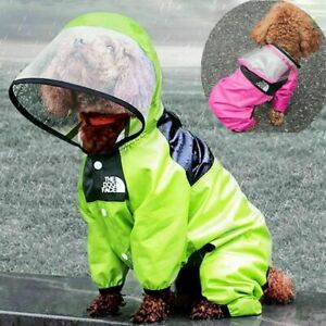 Pet Dog Raincoat Face Waterproof Clothes Jumpsuit Puppy Jacket Dogs Rain Coat