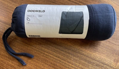 New in Package Ikea Oddhild Throw Blanket Navy Blue Grid Pattern 47 x 67" - Image 1 of 2