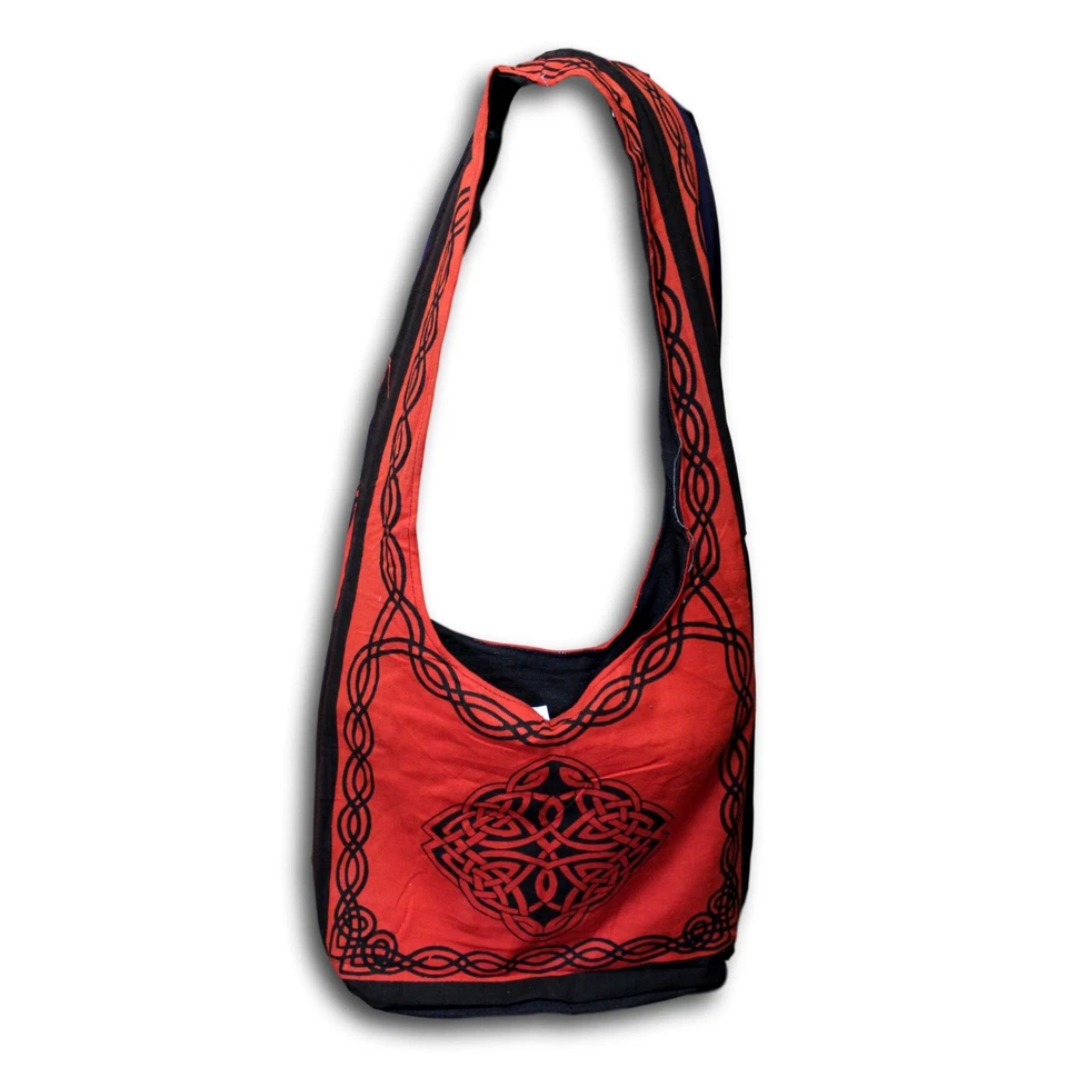 Bolso hobo celta de algodón para compras bolso de trabajo fondo plano 15x12 pulgadas verde rojo Foto 1 de 1