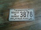 1982 minnesota vehicle in transit plate