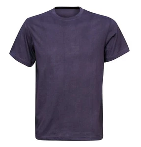 Camisa de hombre S-XL azul oscuro color cómodo cuello redondo algodón DE - Imagen 1 de 1
